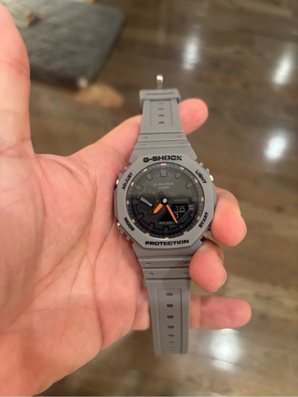 G-Shock Gray Resin Analog-Digital Watch with Orange Accents